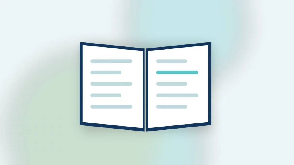 Illustration: an open notebook with lines of notes