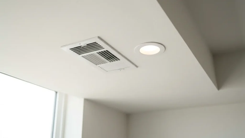 Photo: a ceiling air supply vent next to a recessed light